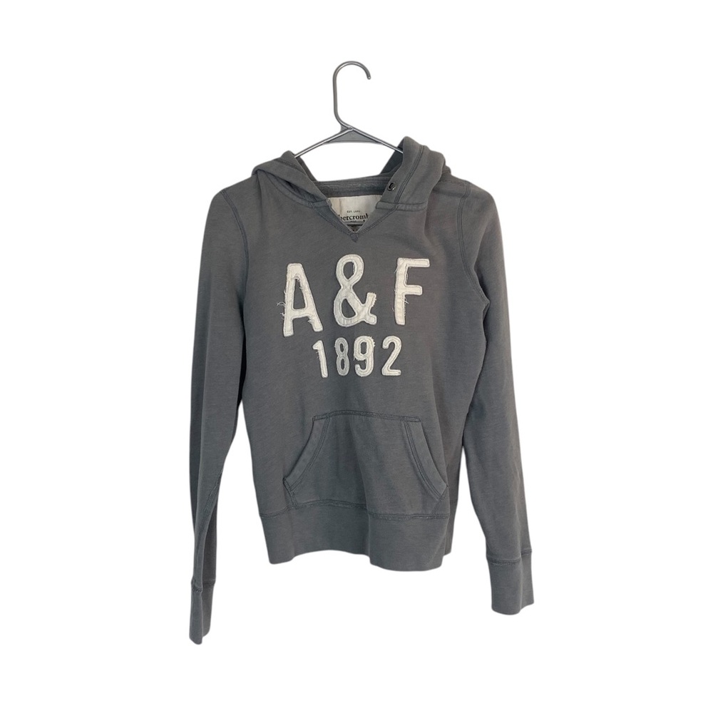 Y2K Abercrombie and fitch gray hoodie embroidered puff spell out size large